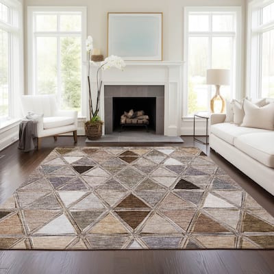 Machine Washable Indoor/ Outdoor Chantille Modern Diamonds Rug