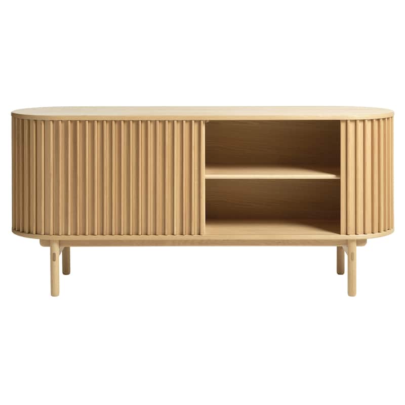 Rye Studio Mid-Century Modern Rounded Sliding Door Sideboard 63"W, Natural - 18"W x 63"L x 29"H