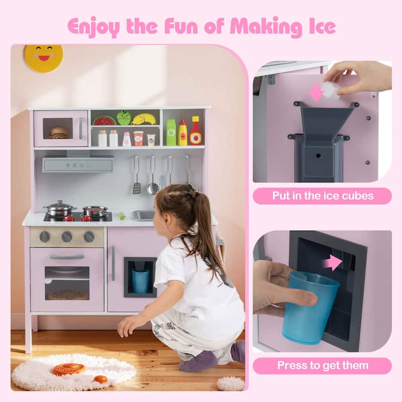Costway Kids Kitchen Playset Wooden Pretend Play Chef Toy with - See Details