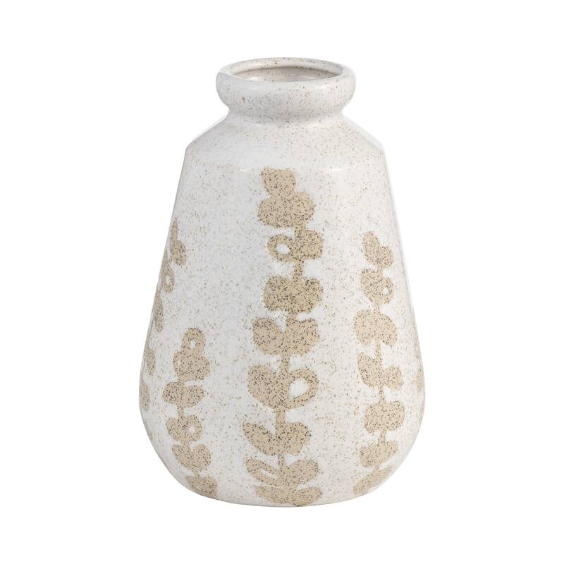 Sagebrook Home Decorative Ivory Botanical Floral Ceramic Vase
