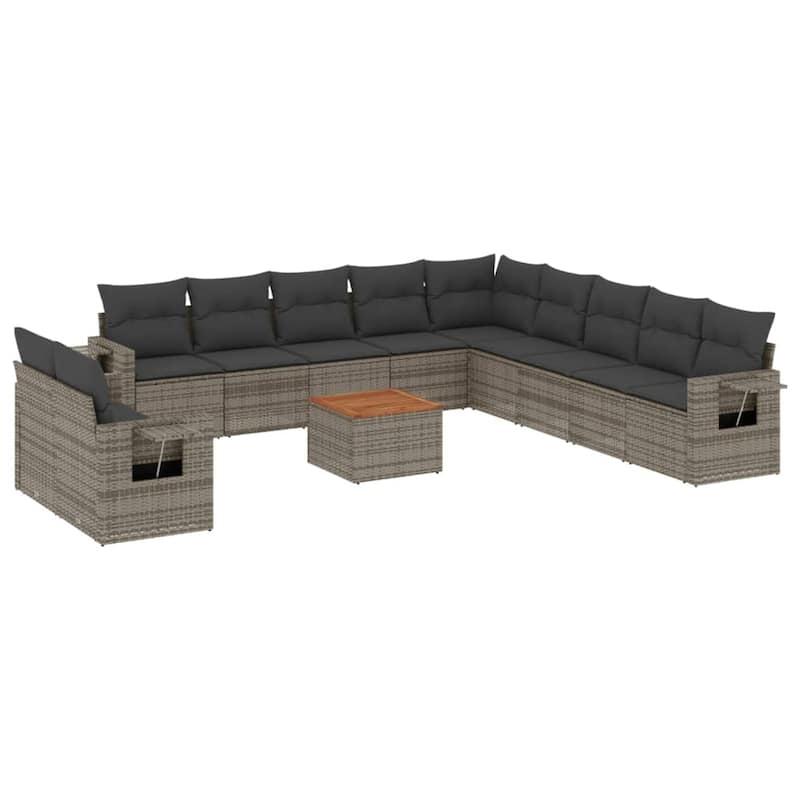 vidaXL Garden Sofa Set 12 Piece with Cushions Outdoor Sofa Set Poly Rattan - 21.7 x 21.7 x 14.6 in (W x L x H)