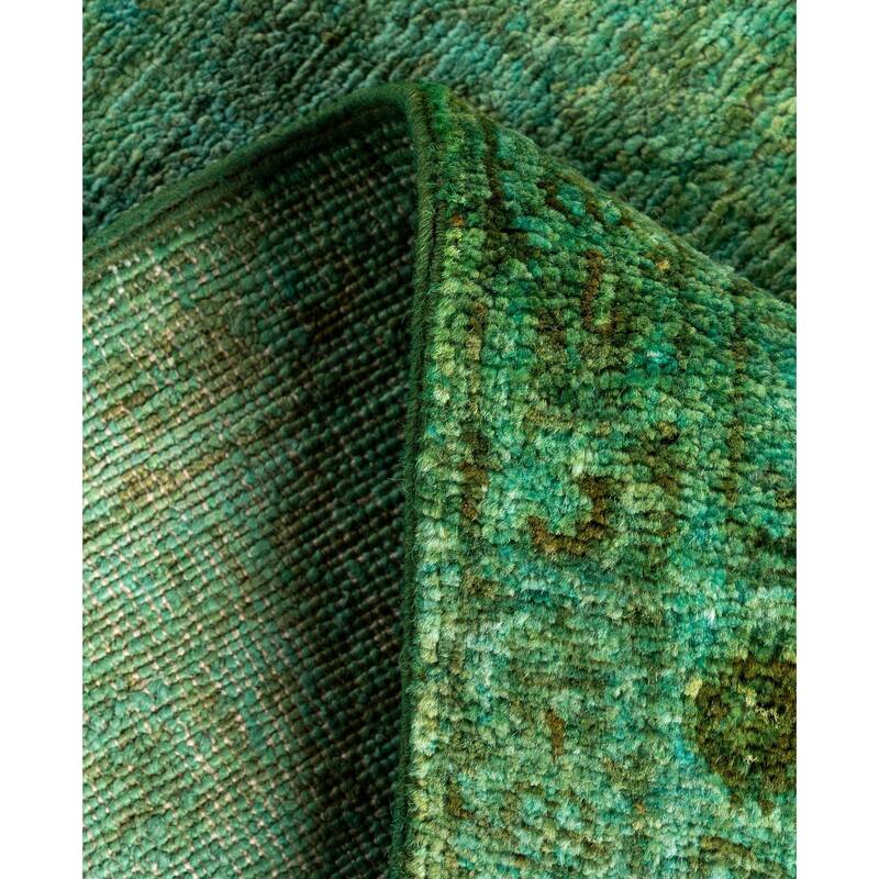 Overdyed One-of-a-Kind Hand-Knotted Area Rug - Green - 3' 1" x 15' 10"