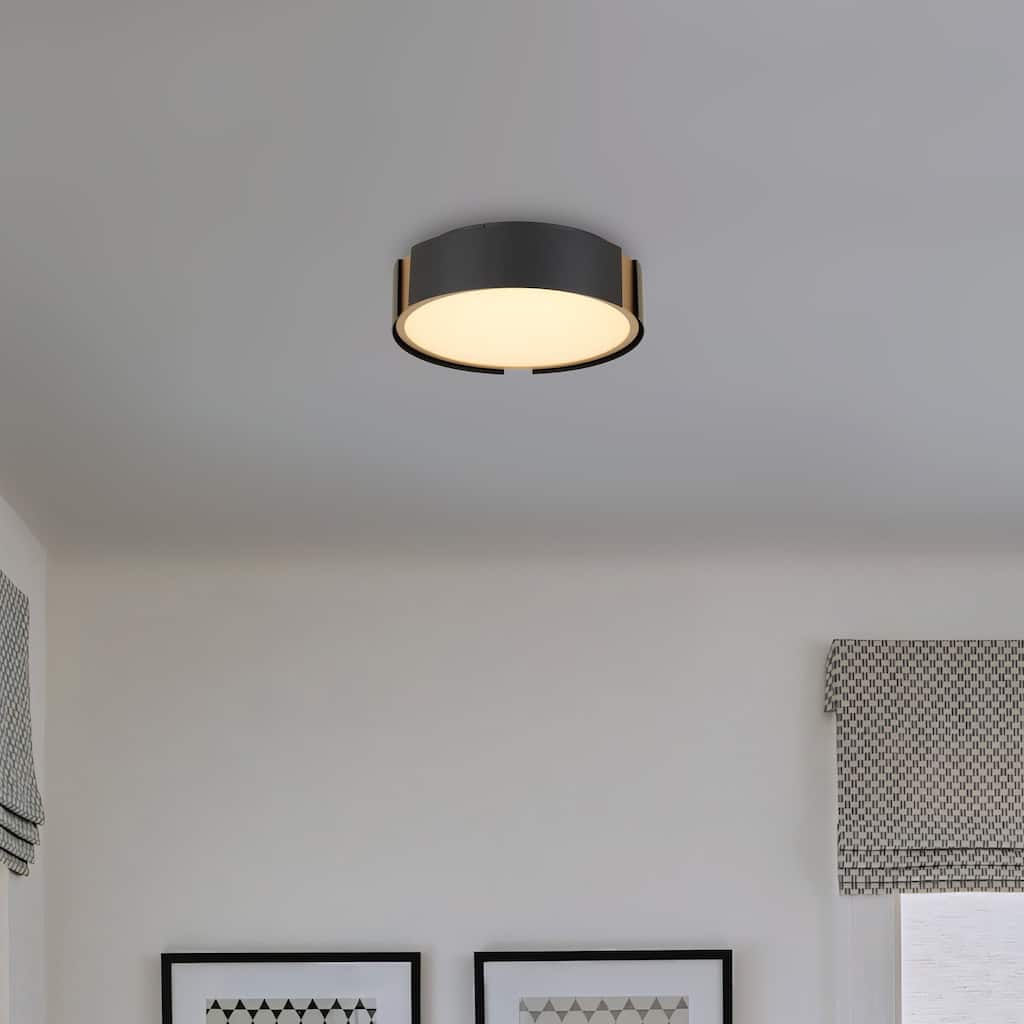 Ember 10" Matte Black Brass LED Flush Mount Ceiling Light