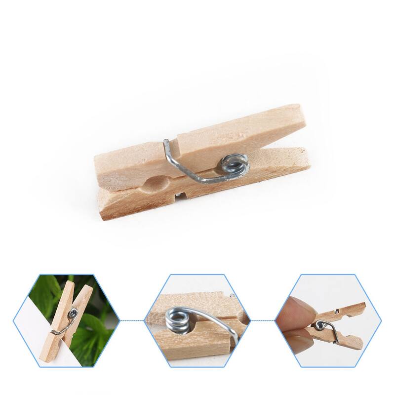 100 Pcs Wood Color 25mm Mini Wooden Photo Peg Clothespin Clothes Pin Craft Clip - Wood Color