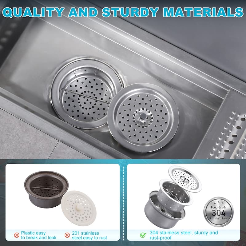 WOWOW Sink Drain Bowl Kit in Stainless Steel