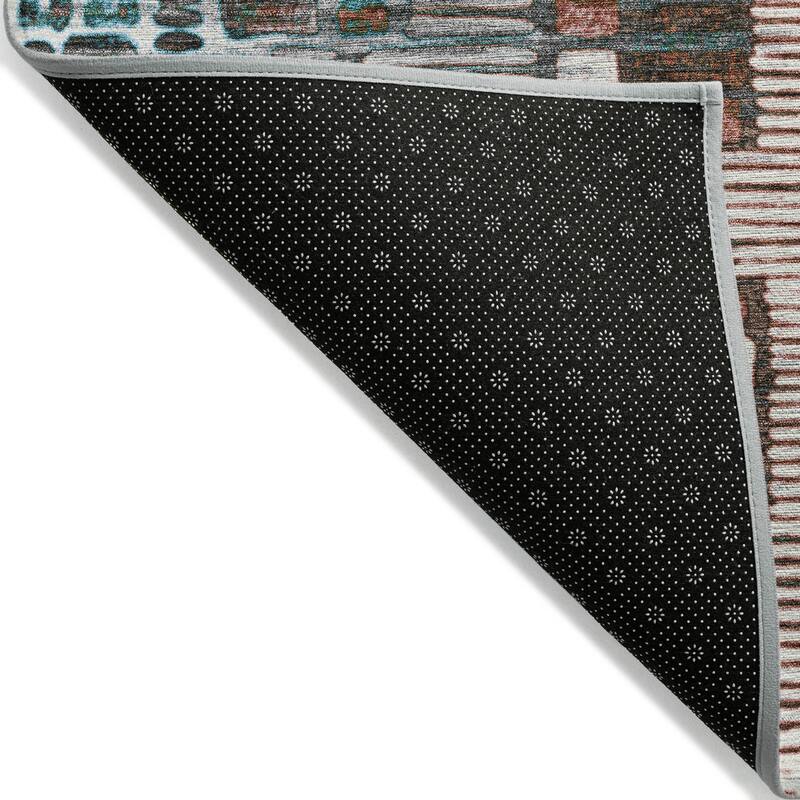 Machine Washable Indoor/ Outdoor Geo Mosaic Chantille Rug