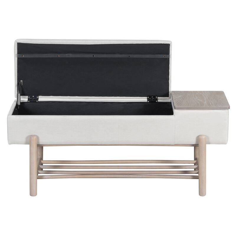 47.2" Farmhouse Upholstered Storage Bench with Hidden Compartment