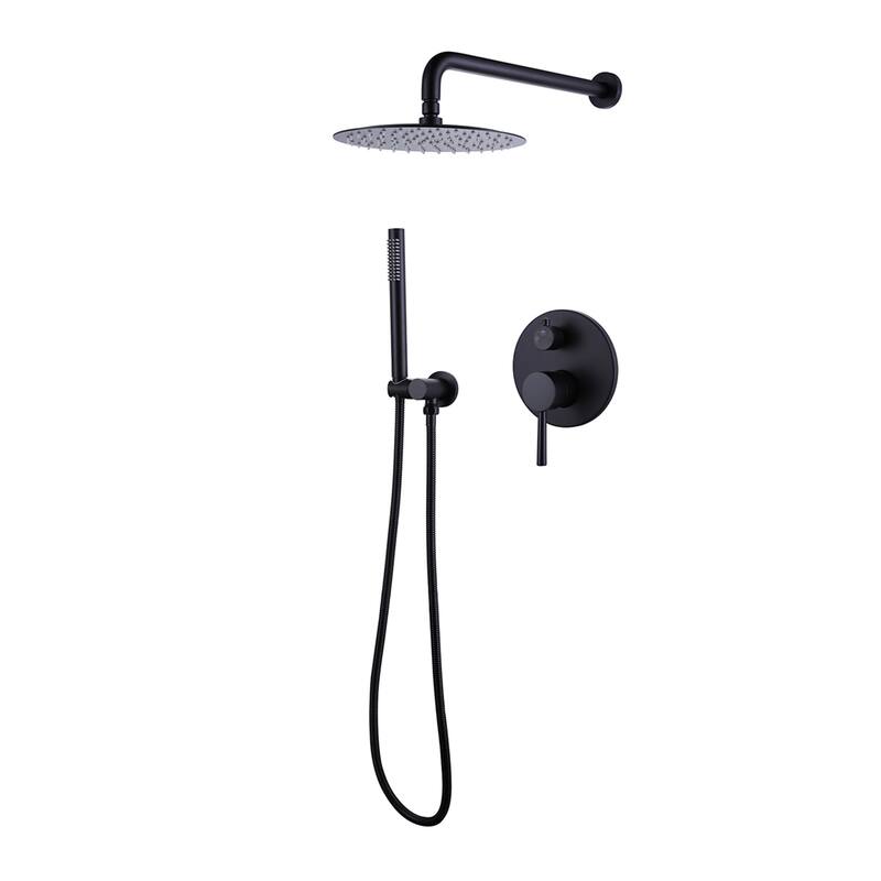 Brushed Gold Rain Shower System Wall Mount Rain Shower Head With Handheld Shower Combo Set Rough-In Valve