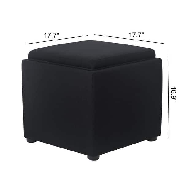 dimension image slide 0 of 2, Adeco Storage Ottoman With Tray