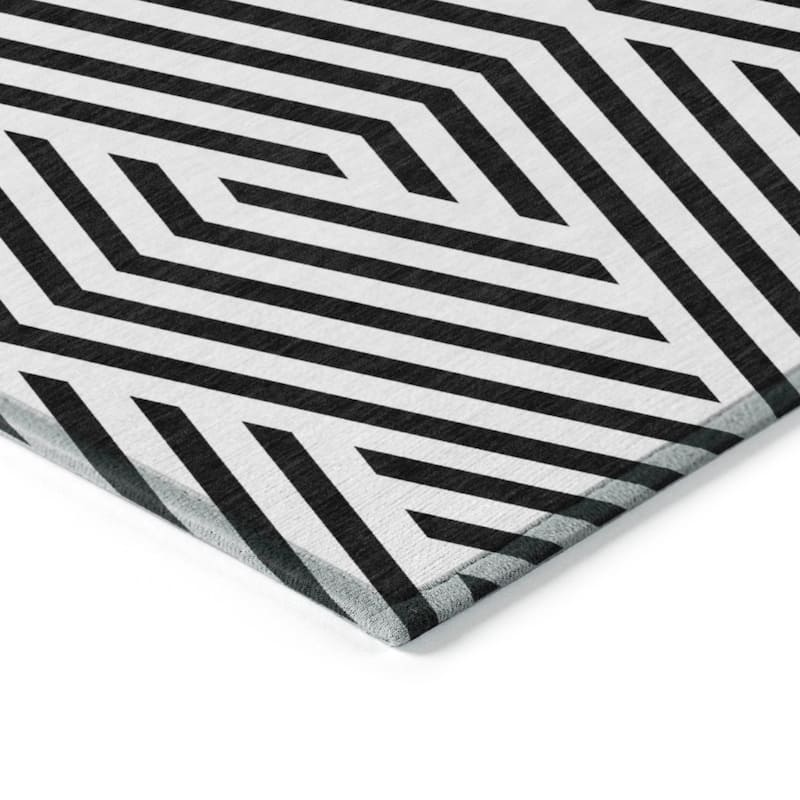 Machine Washable Indoor/ Outdoor Modern Diamonds Chantille Rug