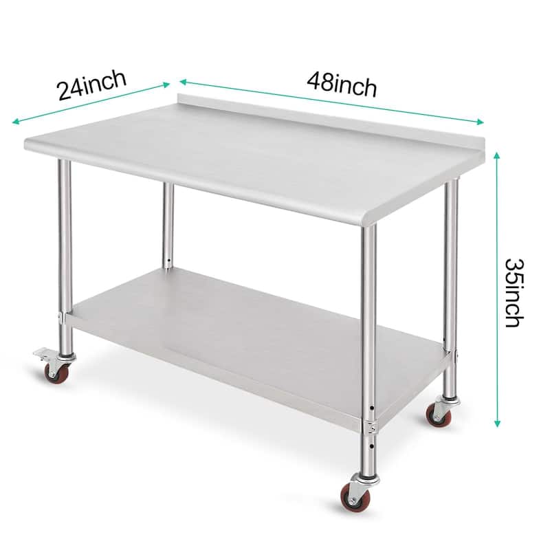 Stainless Steel Table for Prep & Work 48 x 24 x 35 Inch, Heavy Duty