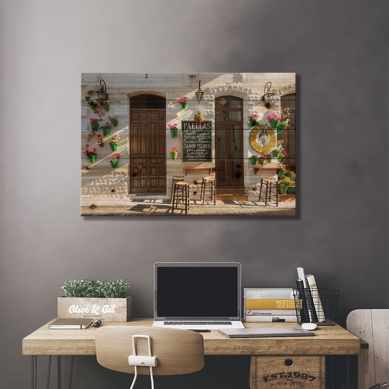 Outdoor Café In Andalusia, Spain Print On Wood by Matteo Colombo - Multi-Color