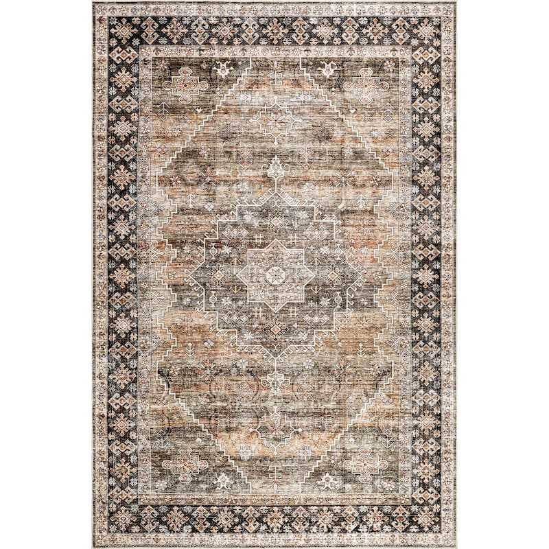 Nuloom Purdie Medallion SplashGuard Machine Washable Area Rug