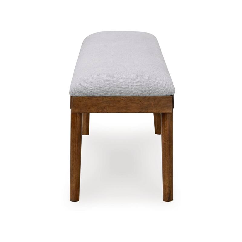 Jeyn Large Dining Room Bench, 59 Inch Brown Hardwood, Gray Polyester