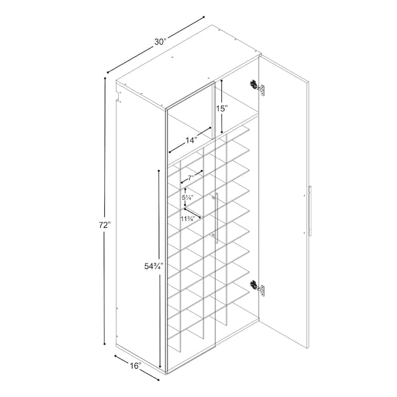 Prepac 30" HangUps Shoe Storage Cabinet - 30" W x 72" H x 16" D