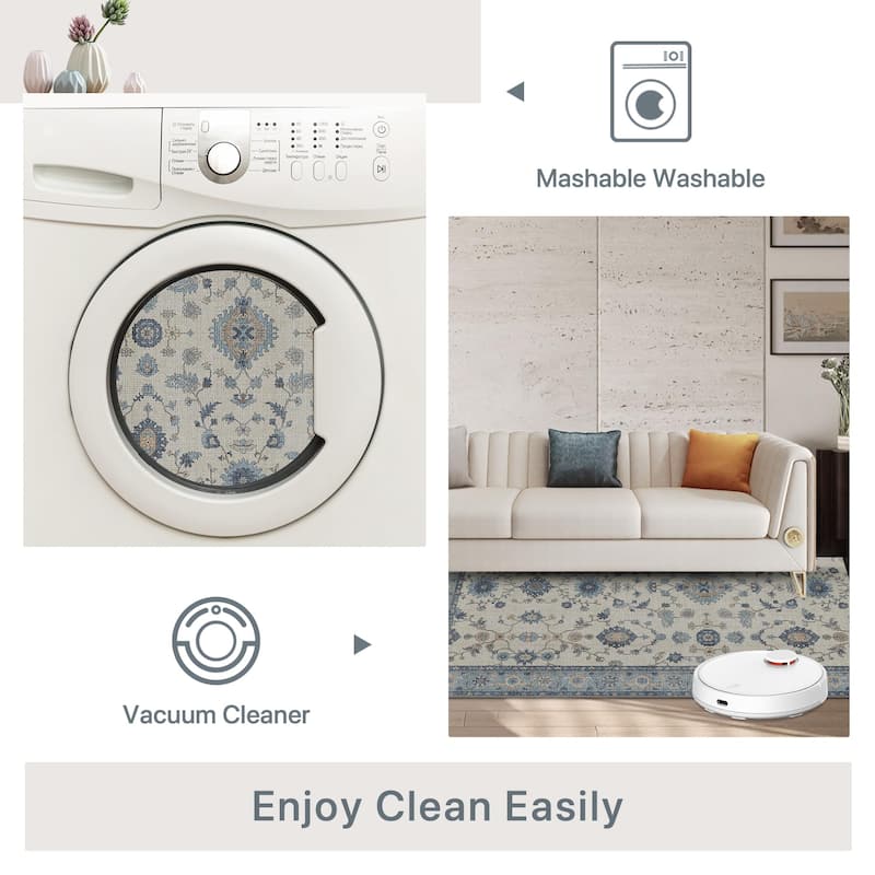 Mcow Low Pile Machine Washable Non-Slip Area Rug