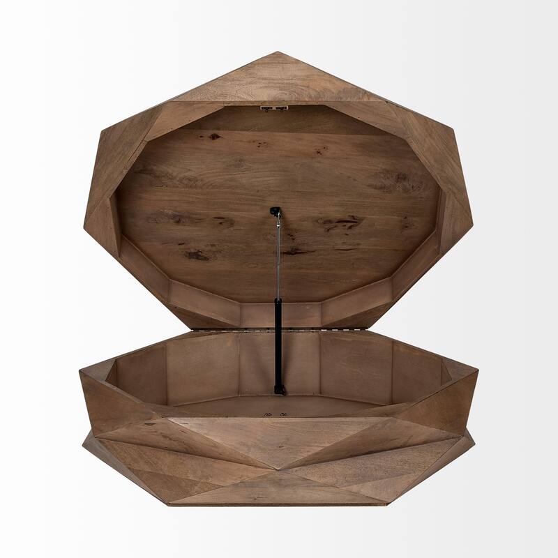 Arreto Medium Brown Solid Wood Hexagonal Coffee Table w/ Storage - 48.0L x 48.0W x 15.0H