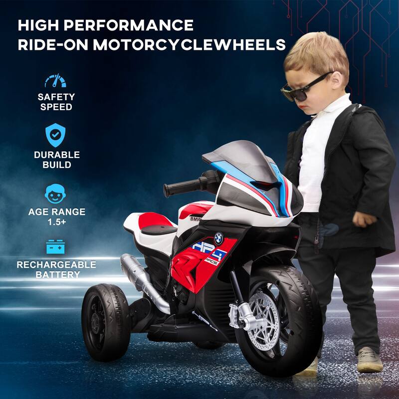 Red Kids Ride on Motorcycle Three Wheels Motorcycle with USB, AUX, Music and Headlight Toddler - Red