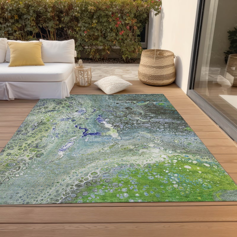 Machine Washable Indoor/ Outdoor Chantille Modern Abstract Rug