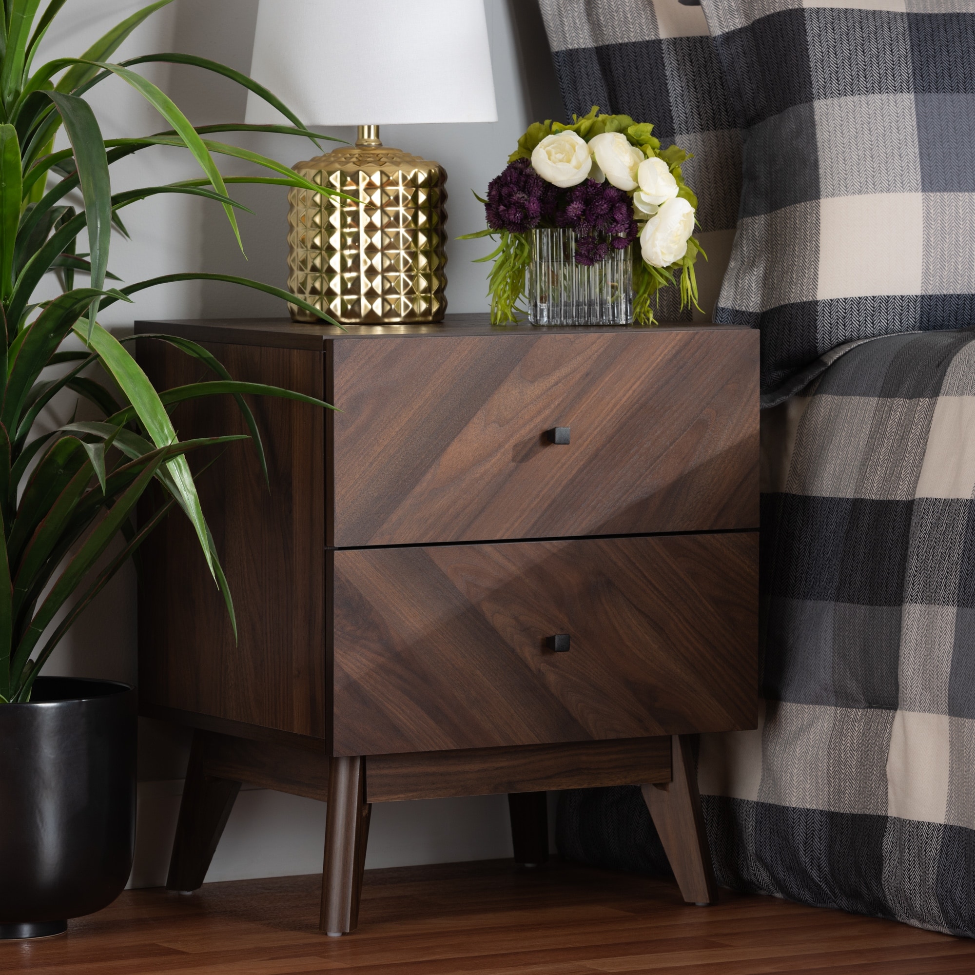 Walnut finish online nightstand
