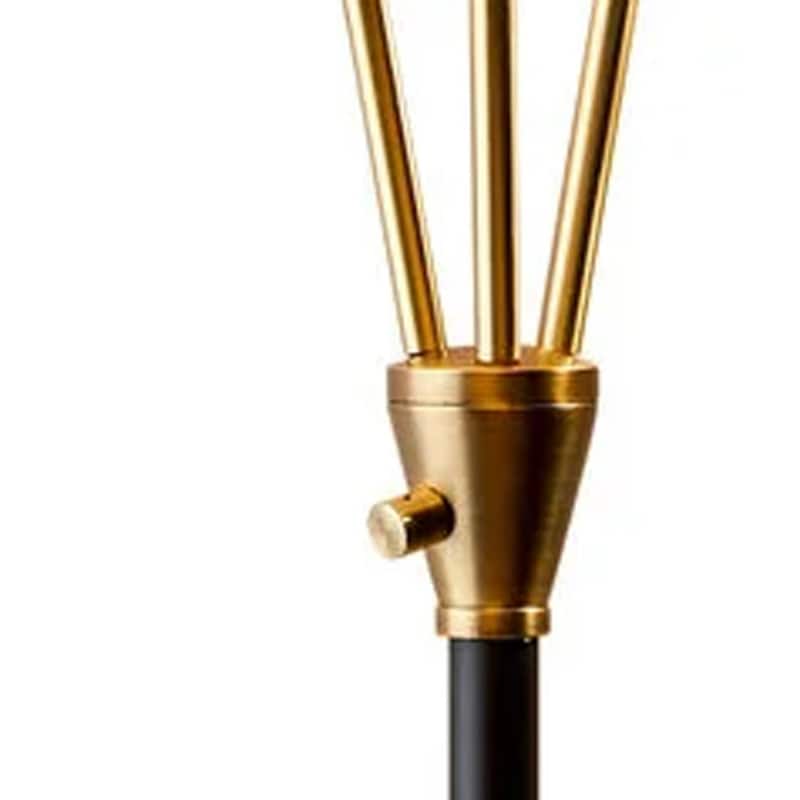 Black Metal Floor Lamp with 3 Black Cone Shades Gold Accents Rotary Switch - 19” x 22” x 66” (D x W x H)