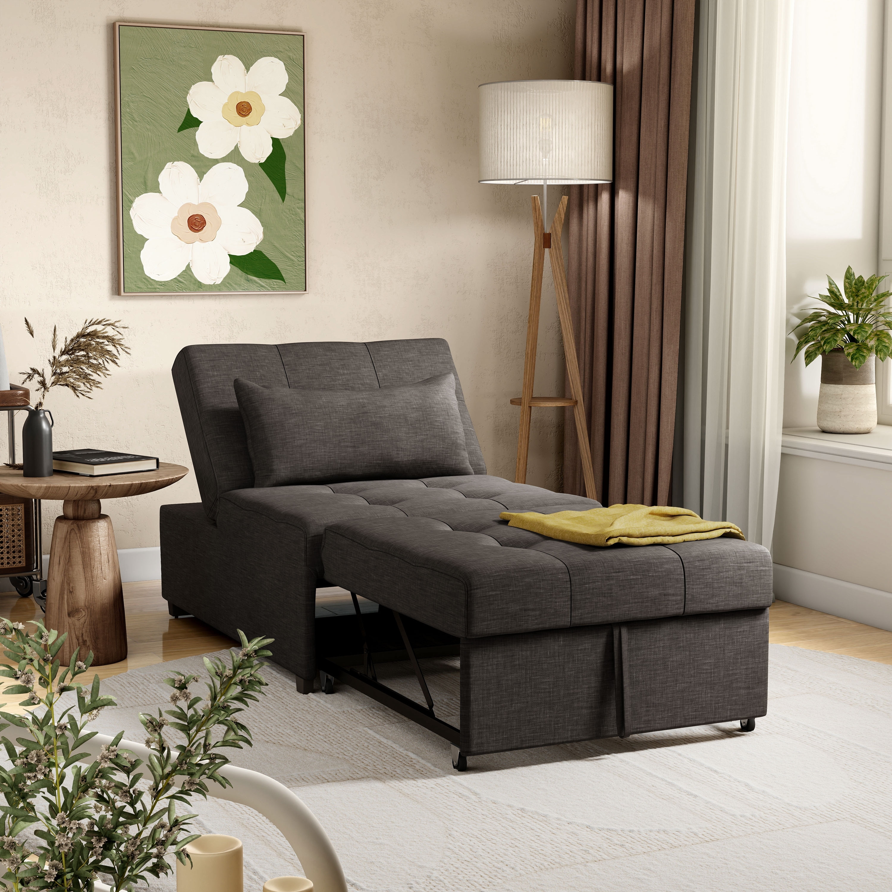 Jave Contemporary Fabric Convertible Tufted Futon Chair by Furniture of America