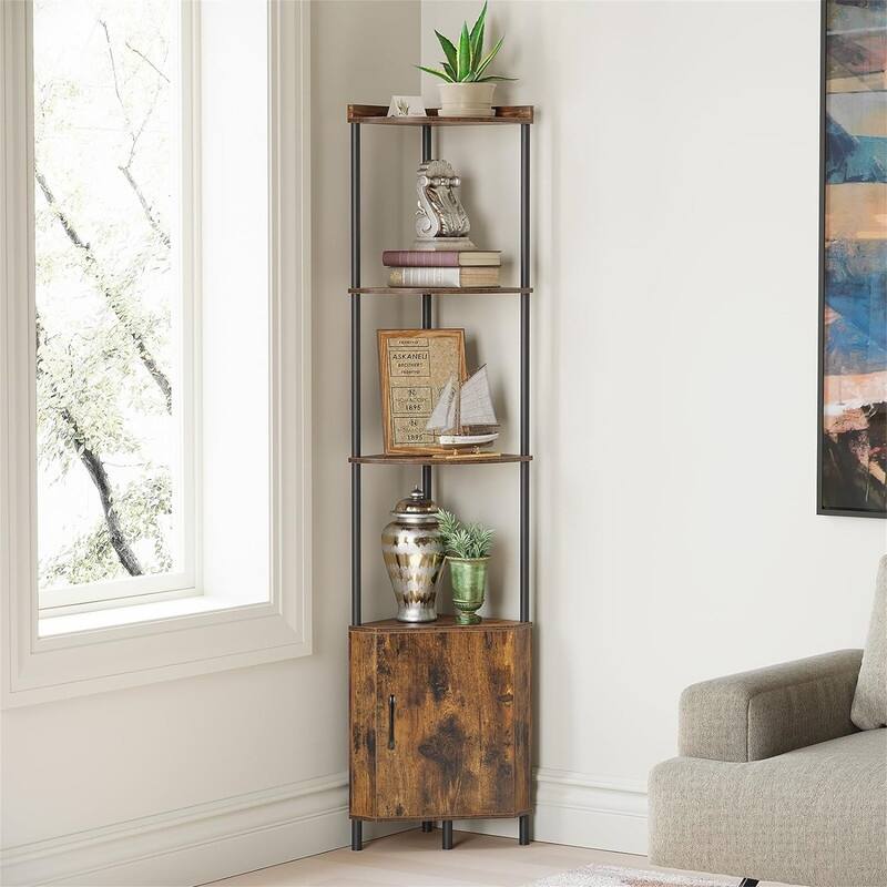 Bathroom Shelves - 11.69"D x 11.69"W x 65.43"H - Rustic Brown