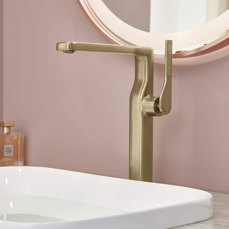 10-1/4"H Solid Brass Single-handle Bathroom Sink Faucet Optional Drain Assembly