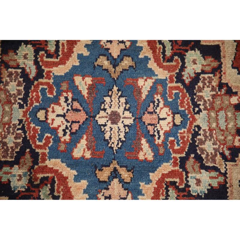 Hand Knotted Oriental 100% Wool Carpet Traditional Medallion Red Malayer Runner Rug - 10' 7'' X 3' 11''