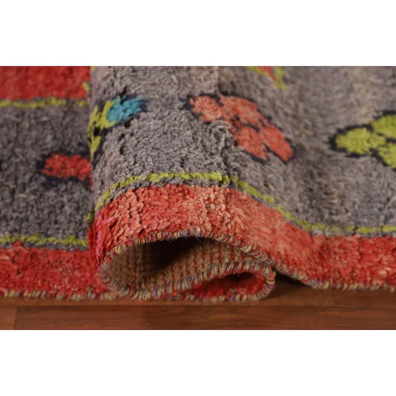 Geometric Moroccan Oriental Area Rug Hand-Knotted Wool Carpet - 7'0" x 9'7"