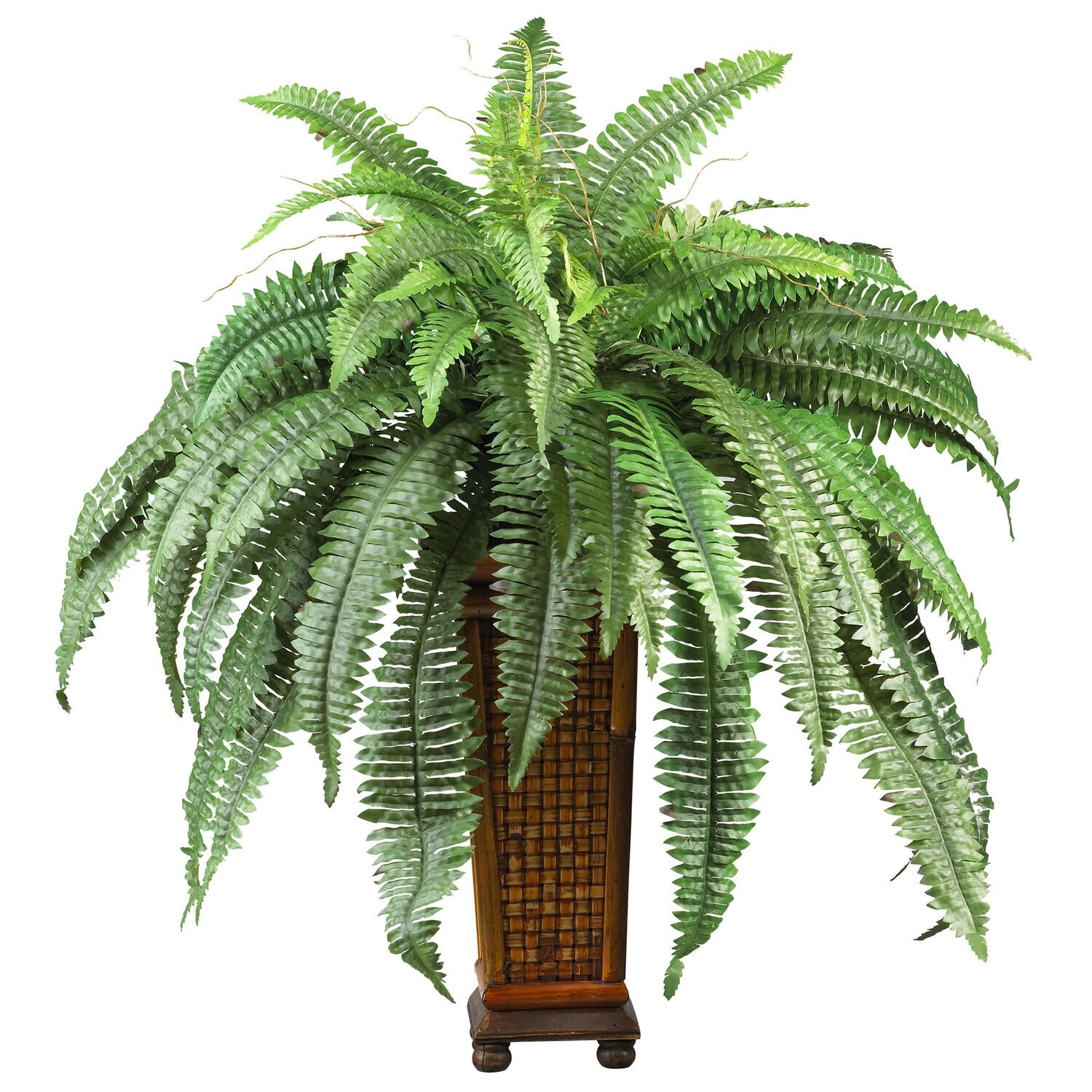 Silk Fern Plant with Wood Vase - 32" Artificial Tropical Decor for Home Office Living Room - 2.75ft.