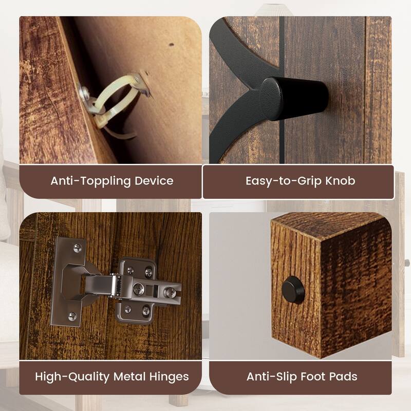 Gymax Robot Vacuum Stand Cabinet w/ Door & Open Shelf for Home Office