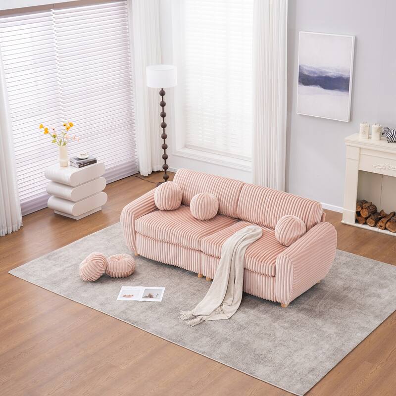 84in Corduroy Sectional Love Seat Couch - Pink