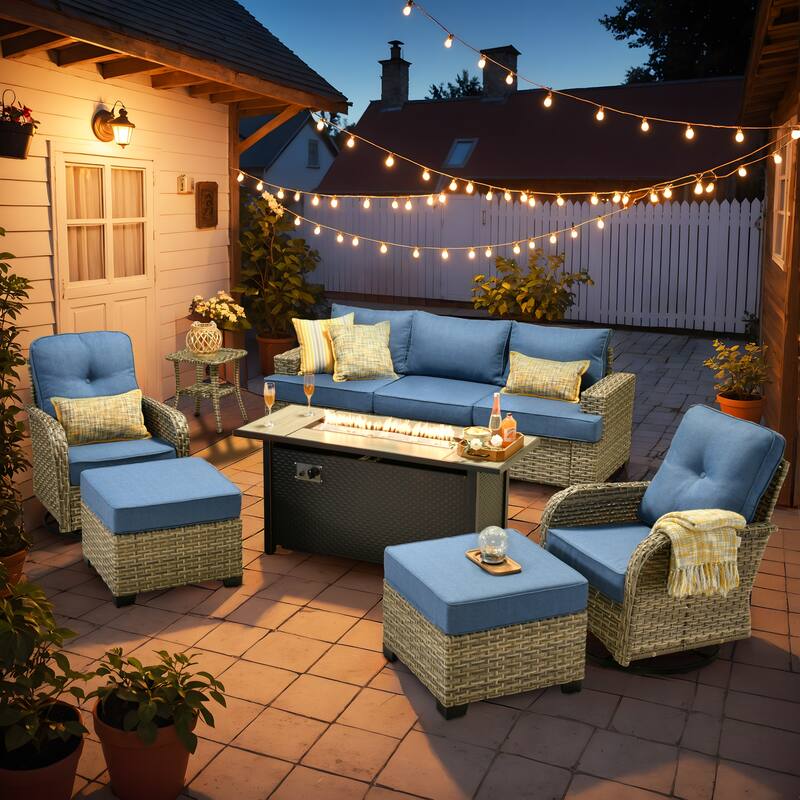 XIZZI 9-piece Outdoor Patio Furniture Fire Pit Set