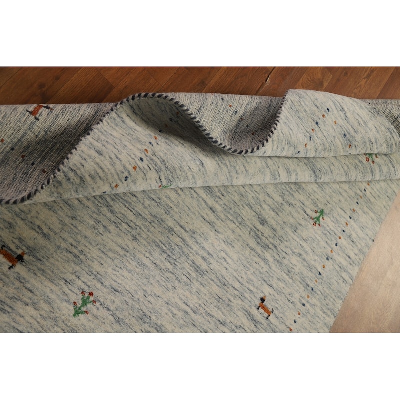 Little Animals Gabbeh Oriental Area Rug Hand-Knotted Wool Carpet - 4'0" x 5'10"