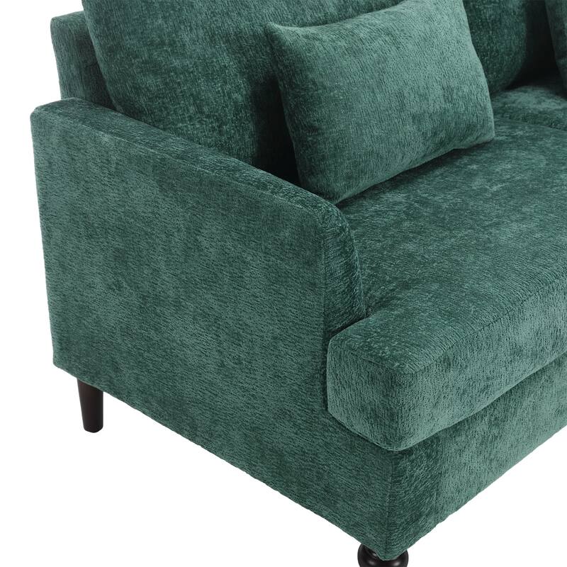 Chenille Fabric Loveseat Sofa, 2-Seater Sofa Couch with Extra Deep Seats, Upholstered Lounge Sofa with Wood Legs