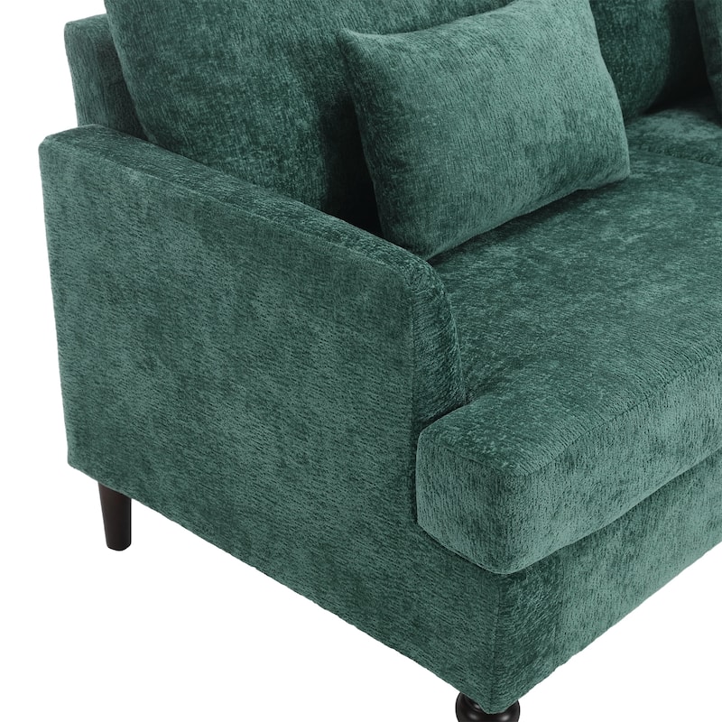 Green 68.9'' Chenille 2-Seater Sofa with Detachable Cushions and Wooden Legs