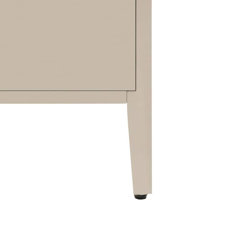 Wood Storage Cabinet with Three tempered glass doors and Adjustable Shelf