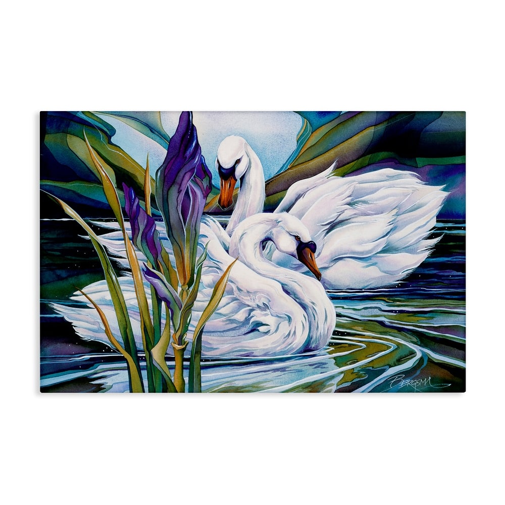 Stupell Swans with Abstract Pond Ripples Canvas Wall Art Design By Jody Bergsma