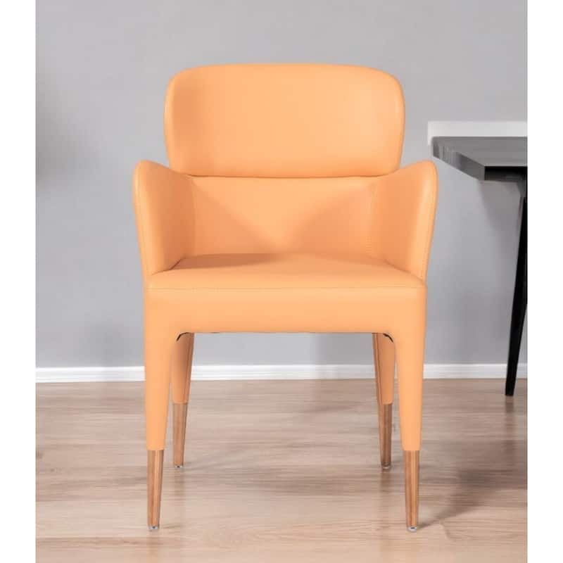 Peach Upholstered Dining Chair with Metal Legs Comfortable Seat - 25” x 20” x 32” - Peach