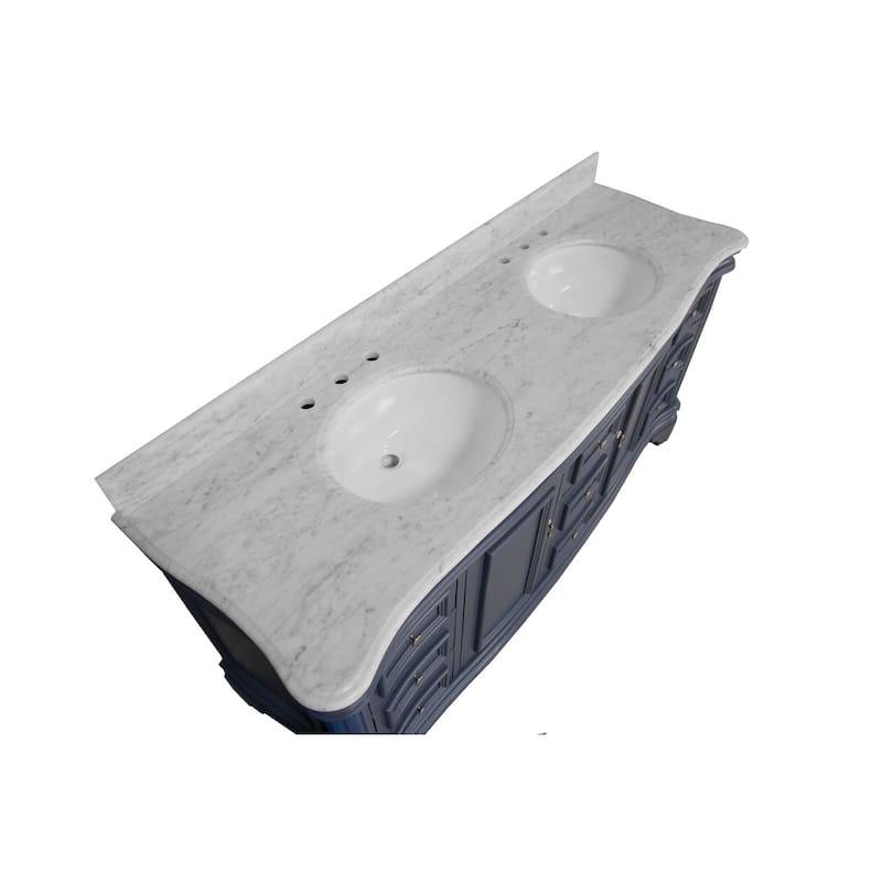 KitchenBathCollection Katherine 72" Double Bathroom Vanity with Carrara Marble Top