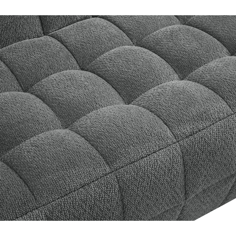 Liyasi 2 Seater Full Compression Sofa Beige Lychee Velvet No Assembly Required