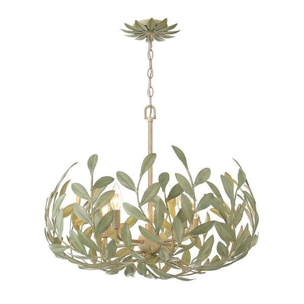 slide 2 of 5, Broche 5 Light Champagne Green Tea Chandelier