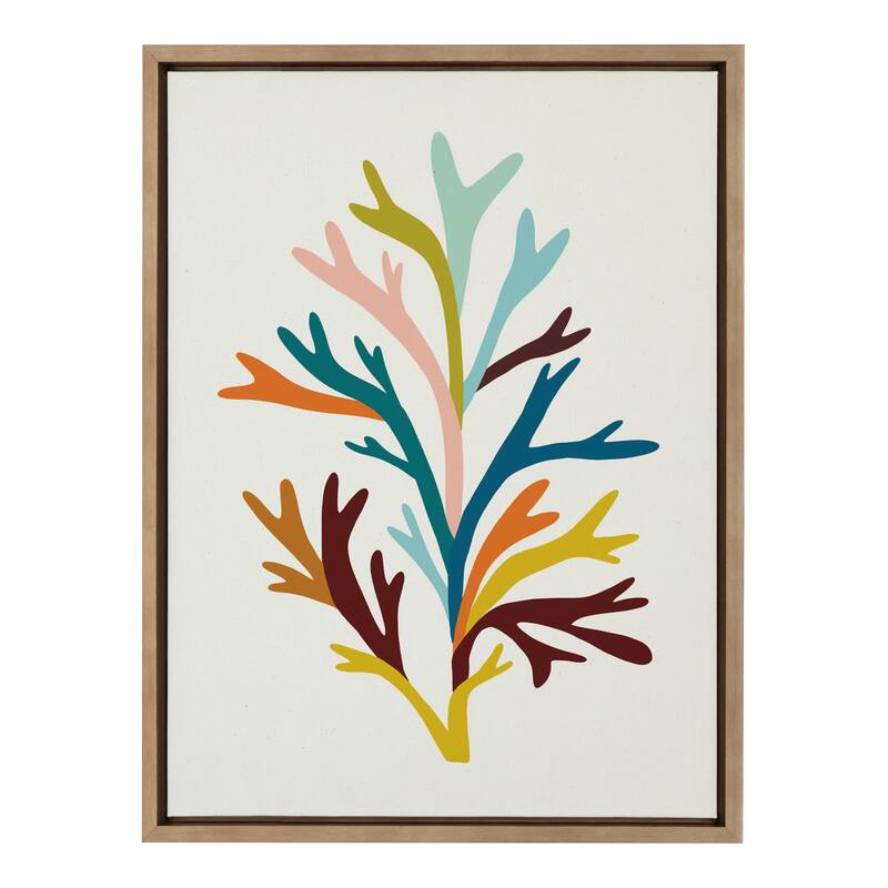 Kate and Laurel Sylvie Sea Plant Framed Canvas by Alicia Schultz - 18x24 - Plastic - Gold