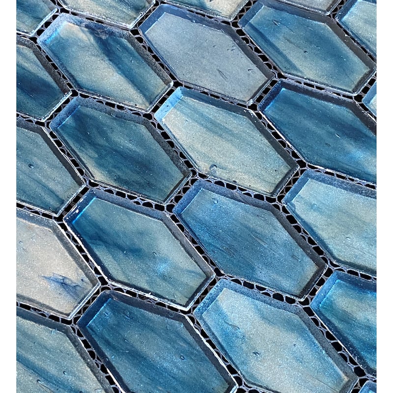 Iridescent 1 1/4" x 2" Long Hexagon Glass Tile