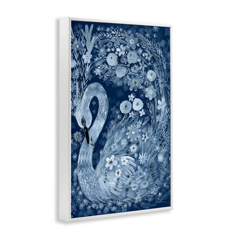 Stupell Swirling Florals Swan Framed Giclee Art Design By Kay Widdowson