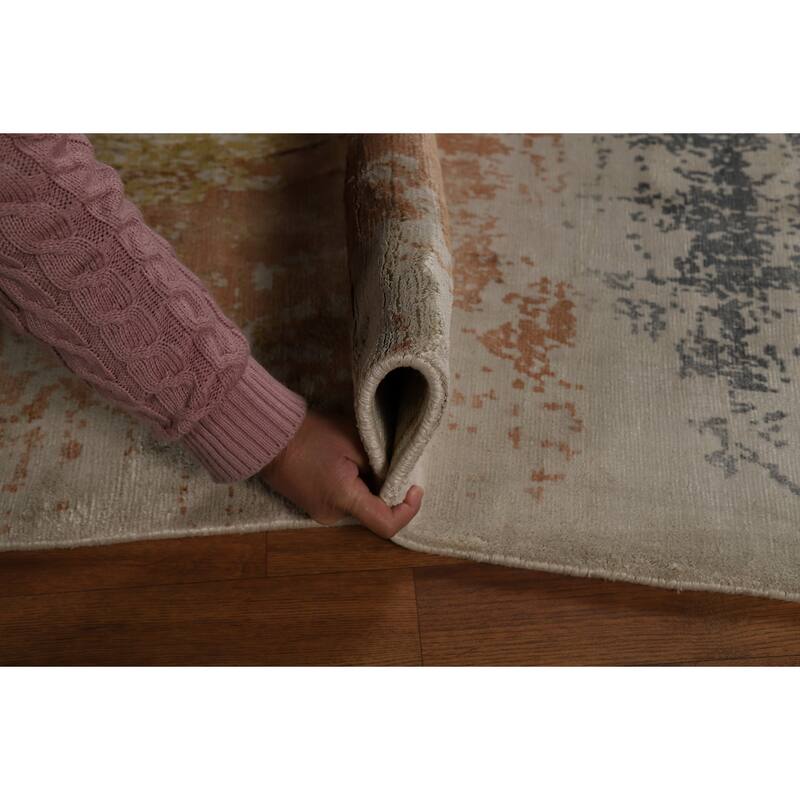 All-Over Abstract Contemporary Area Rug Hand-Knotted Wool Carpet - 5'6" x 8'0"