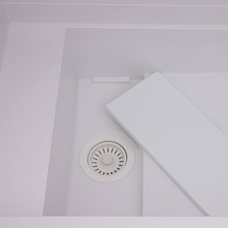 Ruvati 18 x 34 inch Granite Composite Workstation Kitchen Sink Dual Mount - White - RVG1650WH