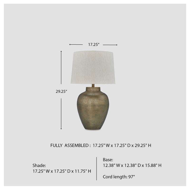 Signature Design by Ashley Madney Antique Gold Finish Table Lamp - 17" W x 17" D x 28.25" H