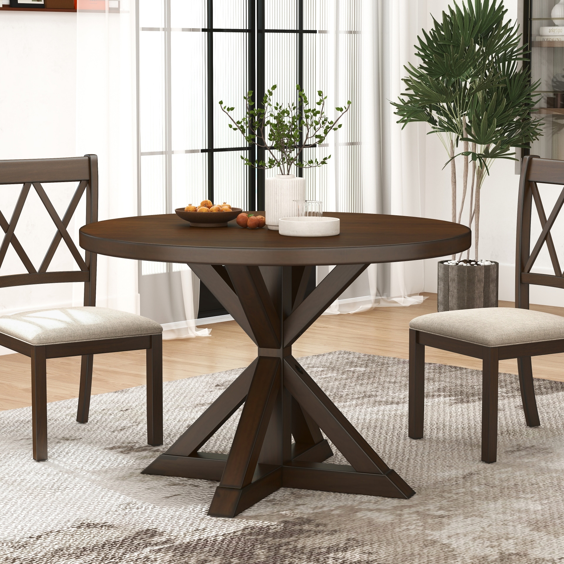 Roundhill Furniture Windvale Cross-Buck Base Dining Table